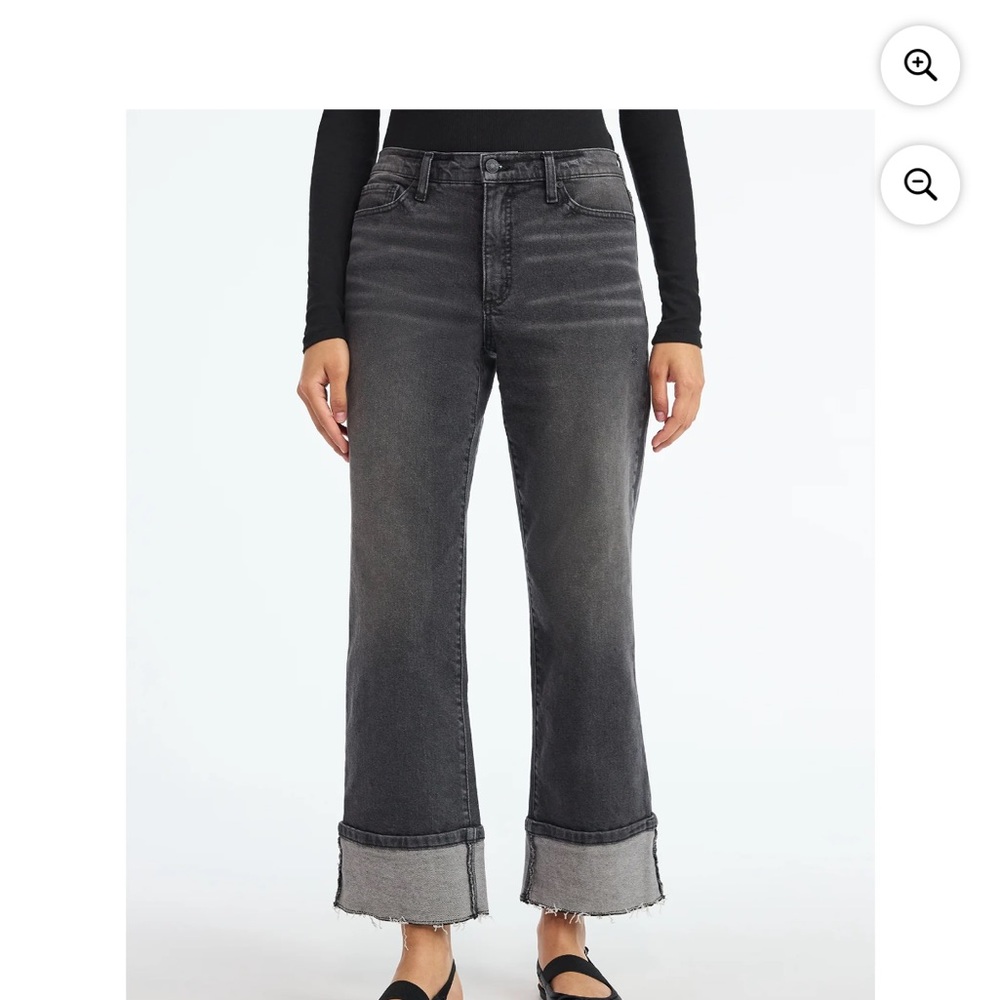 Scoop Women's High Rise Benton Cuffed Ankle Jeans - Black
